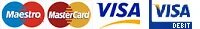 Maestro, Mastercard and Visa icons for payment